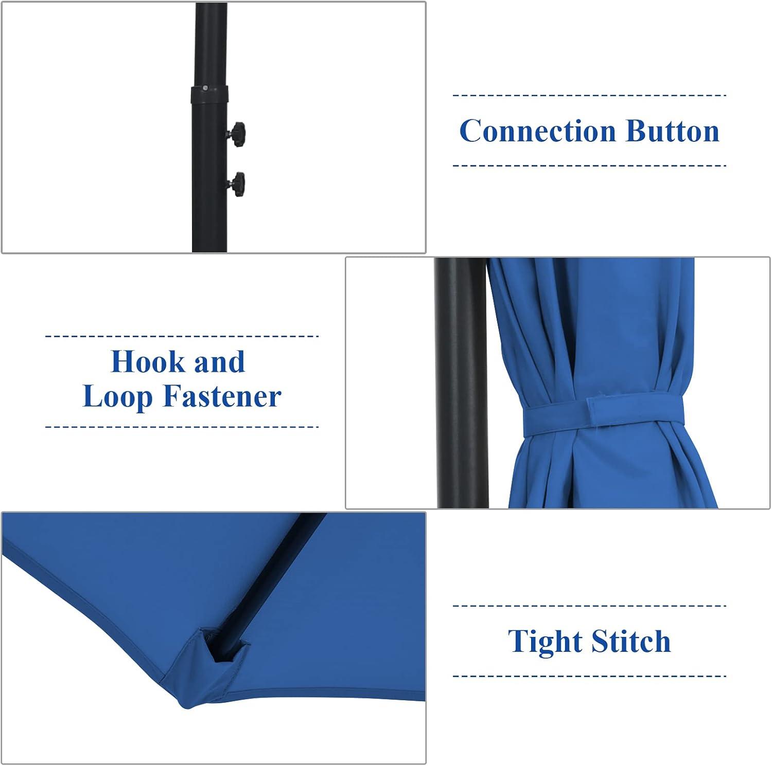 image:imageGiantex 10FT Patio Offset Umbrella 8 Ribs Cantilever Umbrella Outdoor wCrank Cross Base Tilt Adjustment Large Hanging Market Umbrella for Poolside Yard Lawn GardenNavy