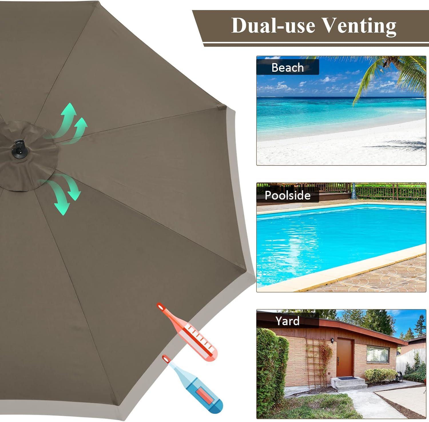 image:imageGiantex 10FT Patio Offset Umbrella 8 Ribs Cantilever Umbrella Outdoor wCrank Cross Base Tilt Adjustment Large Hanging Market Umbrella for Poolside Yard Lawn GardenTan
