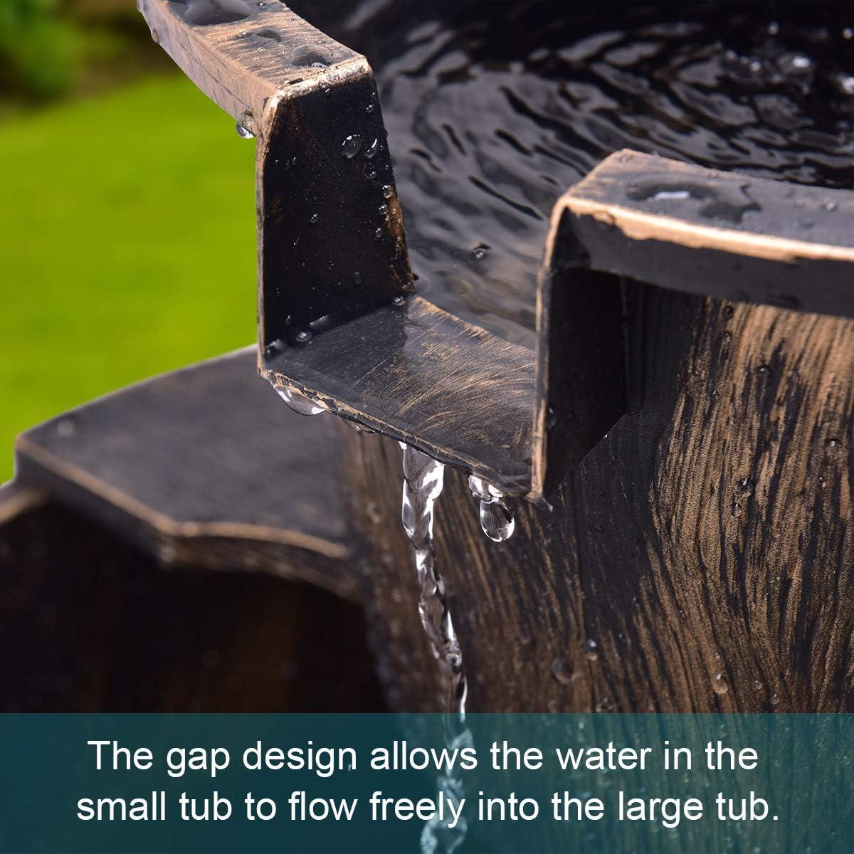 image:imageGiantex Water Fountain Outdoor 2Tier Barrel Cascading Waterfall Fountain with Electric Pump for Garden Patio Deck Backyard Decor Rustic Freestanding Water Feature