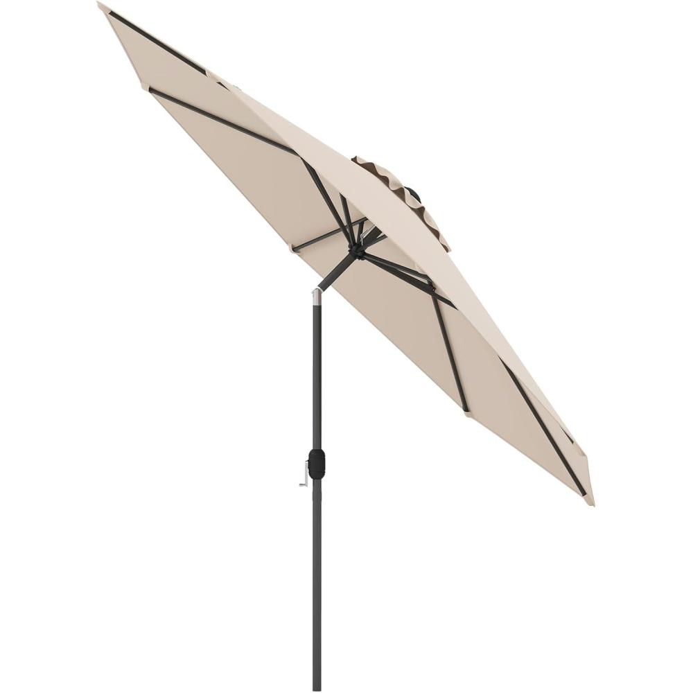 image:imageGiantex 10ft Outdoor Patio Umbrella Market Table Umbrella with Tilt Adjustment and Crank 180G Polyester Garden Canopy for Deck Backyard Pool Indoor Outdoor BlueBeige