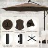 Giantex 10 ft Offset Patio Umbrella with 112 Solar Meteor Shower Lights, Outdoor Cantilever Umbrellas with 8 Ribs, Easy Tilt Adjustment, Hanging Market Umbrella for Backyard Garden Lawn Poolside(Coffee)