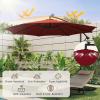 Giantex 10 ft Offset Patio Umbrella with 112 Solar Meteor Shower Lights, Outdoor Cantilever Umbrellas with 8 Ribs, Easy Tilt Adjustment, Hanging Market Umbrella for Backyard Garden Lawn Poolside(Burgundy)