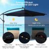 Giantex 10 ft Offset Patio Umbrella with 112 Solar Meteor Shower Lights, Outdoor Cantilever Umbrellas with 8 Ribs, Easy Tilt Adjustment, Hanging Market Umbrella for Backyard Garden Lawn Poolside(Navy)