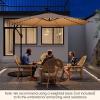 Giantex 10 ft Offset Patio Umbrella with 112 Solar Meteor Shower Lights, Outdoor Cantilever Umbrellas with 8 Ribs, Easy Tilt Adjustment, Hanging Market Umbrella for Backyard Garden Lawn Poolside(Beige)