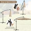 Giantex 10 ft Offset Patio Umbrella with 112 Solar Meteor Shower Lights, Outdoor Cantilever Umbrellas with 8 Ribs, Easy Tilt Adjustment, Hanging Market Umbrella for Backyard Garden Lawn Poolside(Beige)