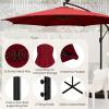 Giantex 10 ft Offset Patio Umbrella with 112 Solar Meteor Shower Lights, Outdoor Cantilever Umbrellas with 8 Ribs, Easy Tilt Adjustment, Hanging Market Umbrella for Backyard Garden Lawn Poolside(Burgundy)