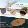 Giantex 10 ft Patio Umbrella with 112 Solar Meteor Shower Lights, Outdoor Table Market Umbrellas with 8 Ribs, Tilt Adjustment, Crank Handle, for Backyard Garden Lawn Poolside(Beige)