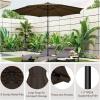Giantex 10 ft Patio Umbrella with 112 Solar Meteor Shower Lights, Outdoor Table Market Umbrellas with 8 Ribs, Tilt Adjustment, Crank Handle, for Backyard Garden Lawn Poolside(Coffee)