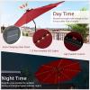 Giantex 10 ft Patio Umbrella with 112 Solar Meteor Shower Lights, Outdoor Table Market Umbrellas with 8 Ribs, Tilt Adjustment, Crank Handle, for Backyard Garden Lawn Poolside(Burgundy)