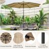 Giantex 10 ft Patio Umbrella with 112 Solar Meteor Shower Lights, Outdoor Table Market Umbrellas with 8 Ribs, Tilt Adjustment, Crank Handle, for Backyard Garden Lawn Poolside(Beige)