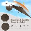 Giantex 10 ft Patio Umbrella with 112 Solar Meteor Shower Lights, Outdoor Table Market Umbrellas with 8 Ribs, Tilt Adjustment, Crank Handle, for Backyard Garden Lawn Poolside(Coffee)