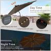 Giantex 10 ft Patio Umbrella with 112 Solar Meteor Shower Lights, Outdoor Table Market Umbrellas with 8 Ribs, Tilt Adjustment, Crank Handle, for Backyard Garden Lawn Poolside(Coffee)