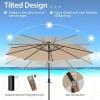 Giantex 10 ft Patio Umbrella with 112 Solar Meteor Shower Lights, Outdoor Table Market Umbrellas with 8 Ribs, Tilt Adjustment, Crank Handle, for Backyard Garden Lawn Poolside(Beige)