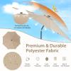Giantex 10 ft Patio Umbrella with 112 Solar Meteor Shower Lights, Outdoor Table Market Umbrellas with 8 Ribs, Tilt Adjustment, Crank Handle, for Backyard Garden Lawn Poolside(Beige)