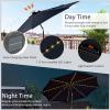 Giantex 10 ft Patio Umbrella with 112 Solar Meteor Shower Lights, Outdoor Table Market Umbrellas with 8 Ribs, Tilt Adjustment, Crank Handle, for Backyard Garden Lawn Poolside(Navy)