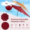 Giantex 10 ft Patio Umbrella with 112 Solar Meteor Shower Lights, Outdoor Table Market Umbrellas with 8 Ribs, Tilt Adjustment, Crank Handle, for Backyard Garden Lawn Poolside(Burgundy)