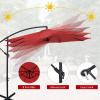 Giantex 10FT Patio Offset Umbrella, 8 Ribs Cantilever Umbrella Outdoor w/Crank, Cross Base, Tilt Adjustment, Large Hanging Market Umbrella for Poolside, Yard, Lawn, Garden(Burgundy)