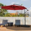 Giantex 10FT Patio Offset Umbrella, 8 Ribs Cantilever Umbrella Outdoor w/Crank, Cross Base, Tilt Adjustment, Large Hanging Market Umbrella for Poolside, Yard, Lawn, Garden(Burgundy)