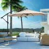 Giantex 10FT Patio Offset Umbrella, 8 Ribs Cantilever Umbrella Outdoor w/Crank, Cross Base, Tilt Adjustment, Large Hanging Market Umbrella for Poolside, Yard, Lawn, Garden(Beige)
