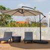 Giantex 10FT Patio Offset Umbrella, 8 Ribs Cantilever Umbrella Outdoor w/Crank, Cross Base, Tilt Adjustment, Large Hanging Market Umbrella for Poolside, Yard, Lawn, Garden(Beige)