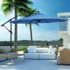 Giantex 10FT Patio Offset Umbrella, 8 Ribs Cantilever Umbrella Outdoor w/Crank, Cross Base, Tilt Adjustment, Large Hanging Market Umbrella for Poolside, Yard, Lawn, Garden(Navy)
