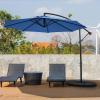 Giantex 10FT Patio Offset Umbrella, 8 Ribs Cantilever Umbrella Outdoor w/Crank, Cross Base, Tilt Adjustment, Large Hanging Market Umbrella for Poolside, Yard, Lawn, Garden(Navy)