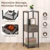 Giantex 3 Tier Tall Plant Stand Indoor, 36 Inch Corner Plant Holder with Drawer & Metal Frame, Modern Plant Shelf for Multiple Flower Pots, Square Plant Tables for Balcony, Living room, 1 Pack(Grey-middle Drawer)