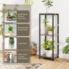 Giantex 3 Tier Tall Plant Stand Indoor, 36 Inch Corner Plant Holder with Drawer & Metal Frame, Modern Plant Shelf for Multiple Flower Pots, Square Plant Tables for Balcony, Living room, 1 Pack(Grey-Open Shelf)