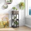 Giantex 3 Tier Tall Plant Stand Indoor, 36 Inch Corner Plant Holder with Drawer & Metal Frame, Modern Plant Shelf for Multiple Flower Pots, Square Plant Tables for Balcony, Living room, 1 Pack(Grey-Top Drawer)