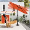 Giantex 9ft/10ft Outdoor Patio umbrella with Solar Lights, Table Market Umbrella with Crank and Push-button Tilt System, Solar LED Lighted Patio Umbrella for Backyard Deck Pool Beach(Orange)