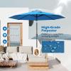 Giantex 9ft/10ft Outdoor Patio umbrella with Solar Lights, Table Market Umbrella with Crank and Push-button Tilt System, Solar LED Lighted Patio Umbrella for Backyard Deck Pool Beach(Blue)