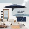 Giantex 9ft/10ft Outdoor Patio umbrella with Solar Lights, Table Market Umbrella with Crank and Push-button Tilt System, Solar LED Lighted Patio Umbrella for Backyard Deck Pool Beach(Navy)