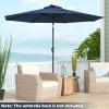 Giantex 9ft/10ft Outdoor Patio umbrella with Solar Lights, Table Market Umbrella with Crank and Push-button Tilt System, Solar LED Lighted Patio Umbrella for Backyard Deck Pool Beach(Navy)
