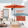 Giantex 9ft/10ft Outdoor Patio umbrella with Solar Lights, Table Market Umbrella with Crank and Push-button Tilt System, Solar LED Lighted Patio Umbrella for Backyard Deck Pool Beach(Orange)