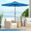 Giantex 9ft/10ft Outdoor Patio umbrella with Solar Lights, Table Market Umbrella with Crank and Push-button Tilt System, Solar LED Lighted Patio Umbrella for Backyard Deck Pool Beach(Blue)