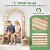 Giantex Outdoor Bench with Garden Arch & Planters, Wooden Pergola Archway, Outdoor Trellis for Climbing Plants, Patio Decorative Arbor Arch for Backyard Lawn (Arched,Natural,73″x22″x80″)(Natural)