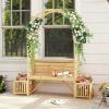 Giantex Outdoor Bench with Garden Arch & Planters, Wooden Pergola Archway, Outdoor Trellis for Climbing Plants, Patio Decorative Arbor Arch for Backyard Lawn (Arched,Natural,73″x22″x80″)(Natural)