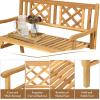 Giantex Outdoor Wooden Garden Bench – 2-Person Acacia Wood Loveseat with Armrests, Backrest, 800lbs Capacity, Patio Park Bench for Backyard, Front Porch Bench (Non-Foldable)(Foldable)