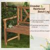 Giantex Outdoor Wooden Garden Bench – 2-Person Acacia Wood Loveseat with Armrests, Backrest, 800lbs Capacity, Patio Park Bench for Backyard, Front Porch Bench (Non-Foldable)(Non-collapsible)