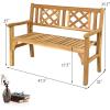 Giantex Outdoor Wooden Garden Bench – 2-Person Acacia Wood Loveseat with Armrests, Backrest, 800lbs Capacity, Patio Park Bench for Backyard, Front Porch Bench (Non-Foldable)(Foldable)
