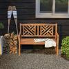 Giantex Outdoor Wooden Garden Bench – 2-Person Acacia Wood Loveseat with Armrests, Backrest, 800lbs Capacity, Patio Park Bench for Backyard, Front Porch Bench (Non-Foldable)(Non-Foldable)