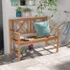 Giantex Outdoor Wooden Garden Bench – 2-Person Acacia Wood Loveseat with Armrests, Backrest, 800lbs Capacity, Patio Park Bench for Backyard, Front Porch Bench (Non-Foldable)(Non-collapsible)