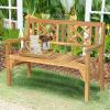 Giantex Outdoor Wooden Garden Bench – 2-Person Acacia Wood Loveseat with Armrests, Backrest, 800lbs Capacity, Patio Park Bench for Backyard, Front Porch Bench (Non-Foldable)(Foldable)
