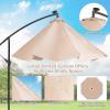 Giantex Patio Umbrella 10 Ft, Pool Umbrellas with 32 LED Lights Solar Powered Offset Umbrella, 8 Ribs Cantilever Umbrella with Tilting Adjustment, Heavy-Duty Outdoor Umbrellas(Beige)