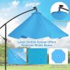 Giantex Patio Umbrella 10 Ft, Pool Umbrellas with 32 LED Lights Solar Powered Offset Umbrella, 8 Ribs Cantilever Umbrella with Tilting Adjustment, Heavy-Duty Outdoor Umbrellas(Blue)