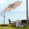 Giantex Patio Umbrella 10 Ft, Pool Umbrellas with 32 LED Lights Solar Powered Offset Umbrella, 8 Ribs Cantilever Umbrella with Tilting Adjustment, Heavy-Duty Outdoor Umbrellas(Beige)
