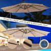 Giantex Patio Umbrella 10 Ft, Pool Umbrellas with 32 LED Lights Solar Powered Offset Umbrella, 8 Ribs Cantilever Umbrella with Tilting Adjustment, Heavy-Duty Outdoor Umbrellas(Beige)