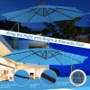 Giantex Patio Umbrella 10 Ft, Pool Umbrellas with 32 LED Lights Solar Powered Offset Umbrella, 8 Ribs Cantilever Umbrella with Tilting Adjustment, Heavy-Duty Outdoor Umbrellas(Blue)