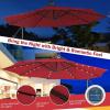 Giantex Patio Umbrella 10 Ft, Pool Umbrellas with 32 LED Lights Solar Powered Offset Umbrella, 8 Ribs Cantilever Umbrella with Tilting Adjustment, Heavy-Duty Outdoor Umbrellas(Burgundy)