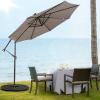 Giantex Patio Umbrella 10 Ft, Pool Umbrellas with 32 LED Lights Solar Powered Offset Umbrella, 8 Ribs Cantilever Umbrella with Tilting Adjustment, Heavy-Duty Outdoor Umbrellas(Tan)